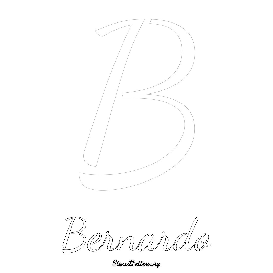 Bernardo printable name initial stencil in Cursive Script Lettering