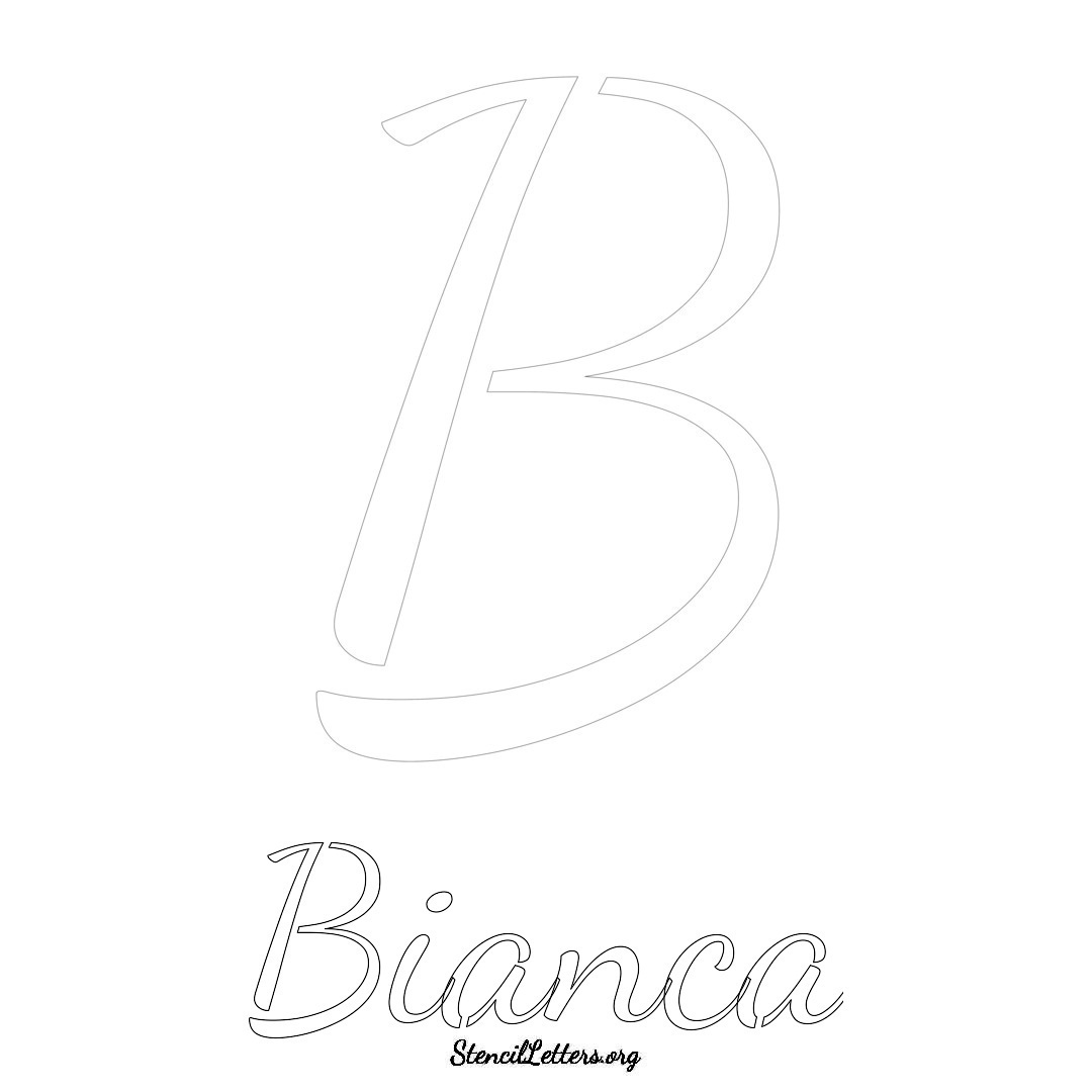 Bianca printable name initial stencil in Cursive Script Lettering