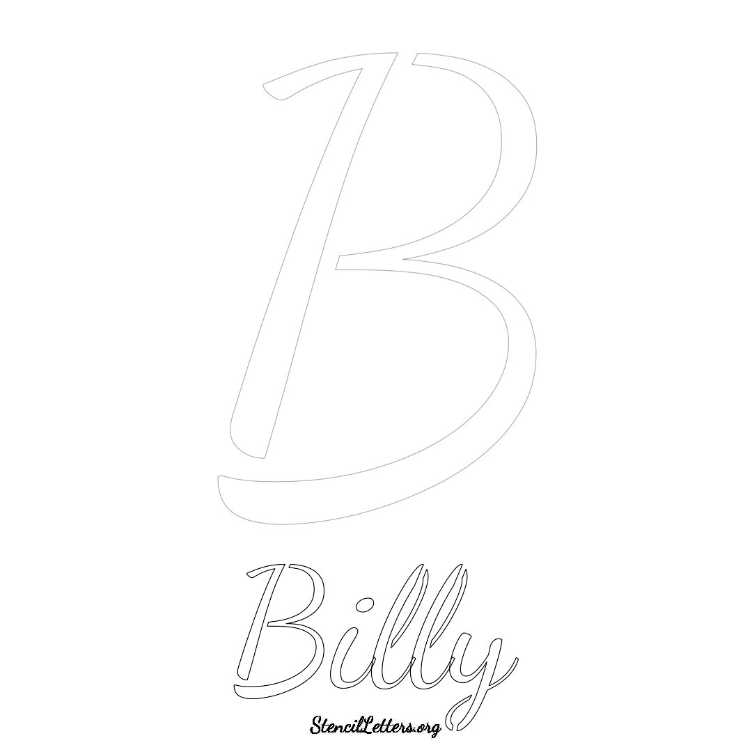Billy printable name initial stencil in Cursive Script Lettering