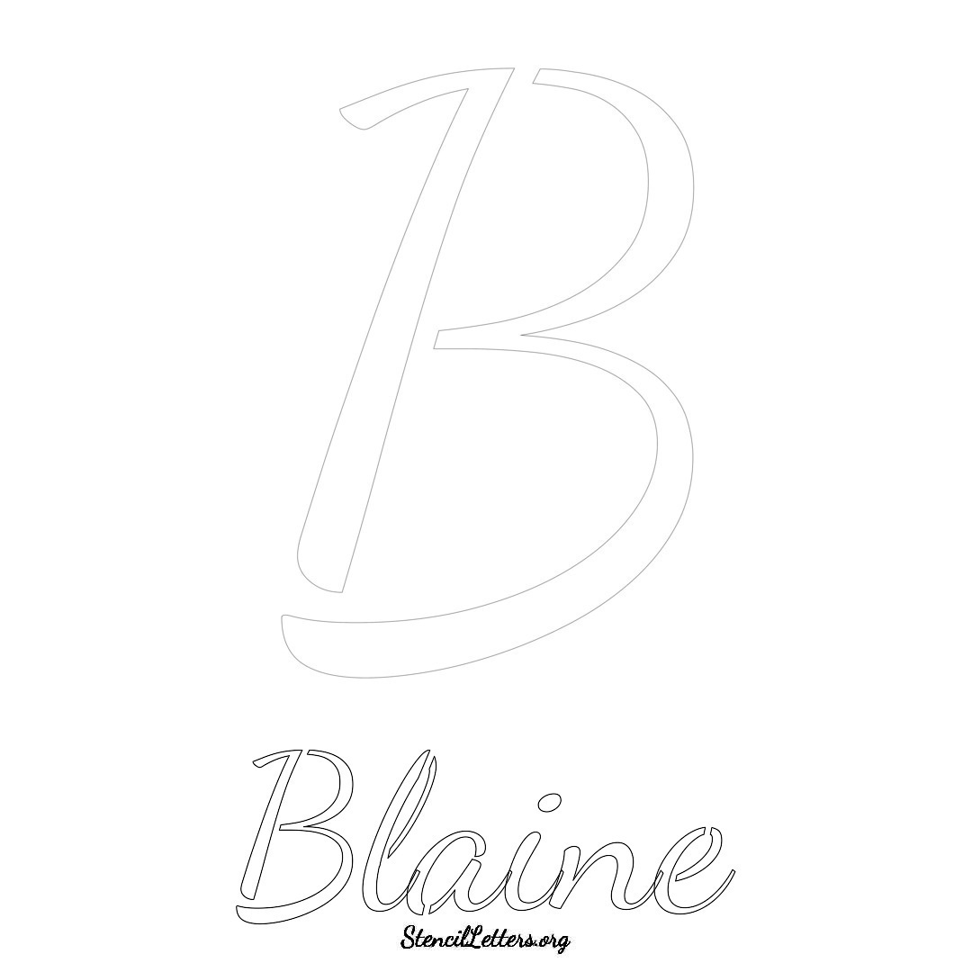 Blaine printable name initial stencil in Cursive Script Lettering