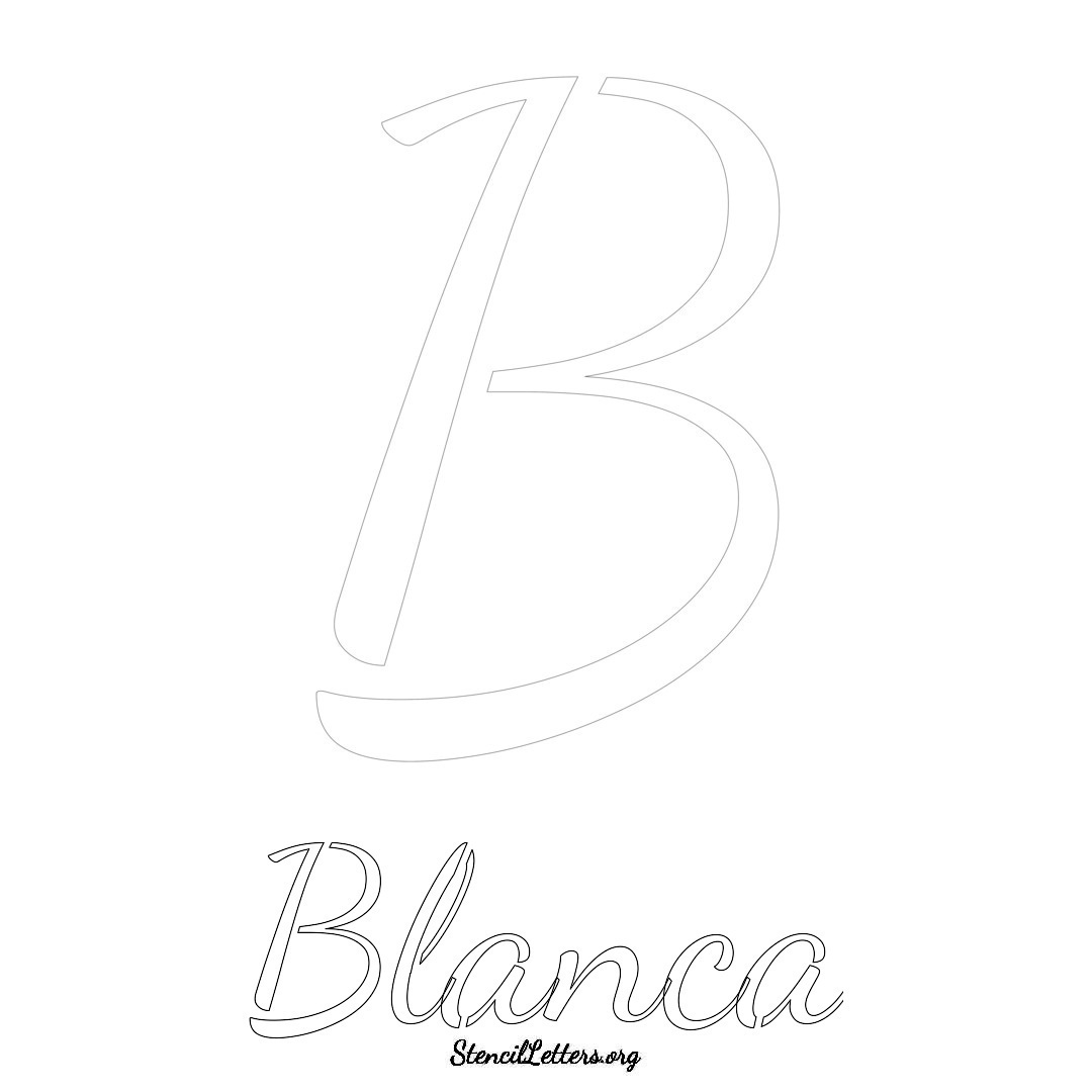 Blanca printable name initial stencil in Cursive Script Lettering