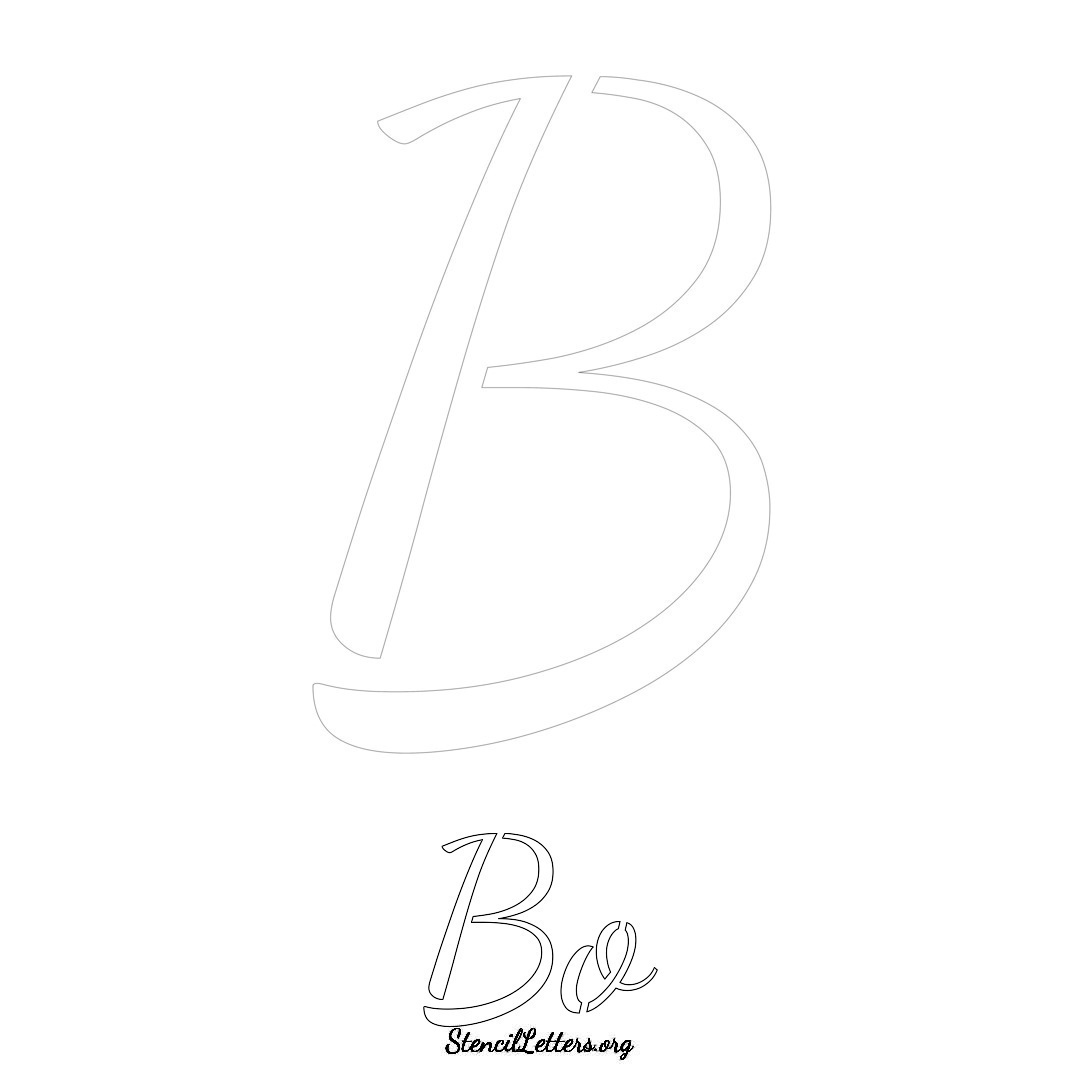 Bo printable name initial stencil in Cursive Script Lettering