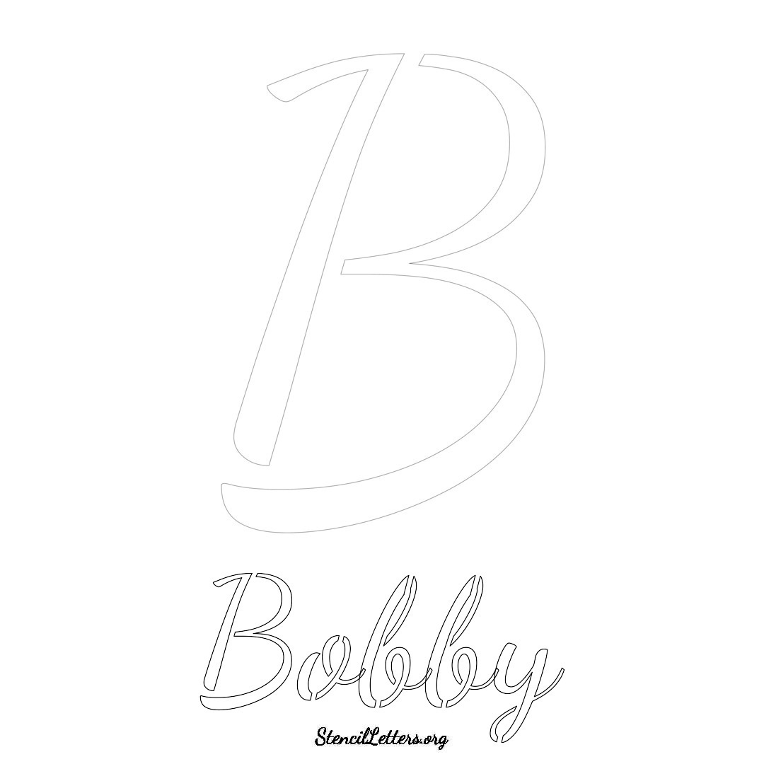 Bobby printable name initial stencil in Cursive Script Lettering