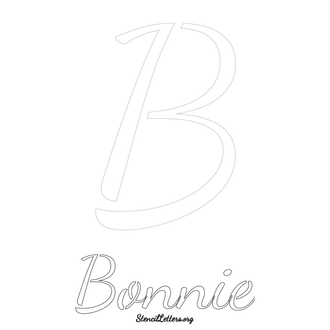 Bonnie printable name initial stencil in Cursive Script Lettering