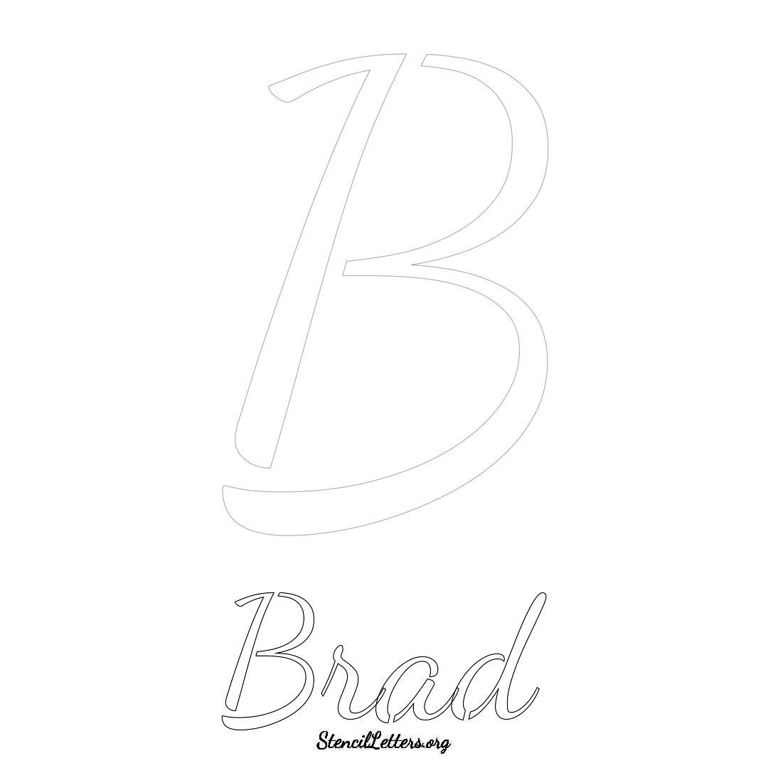 Brad printable name initial stencil in Cursive Script Lettering