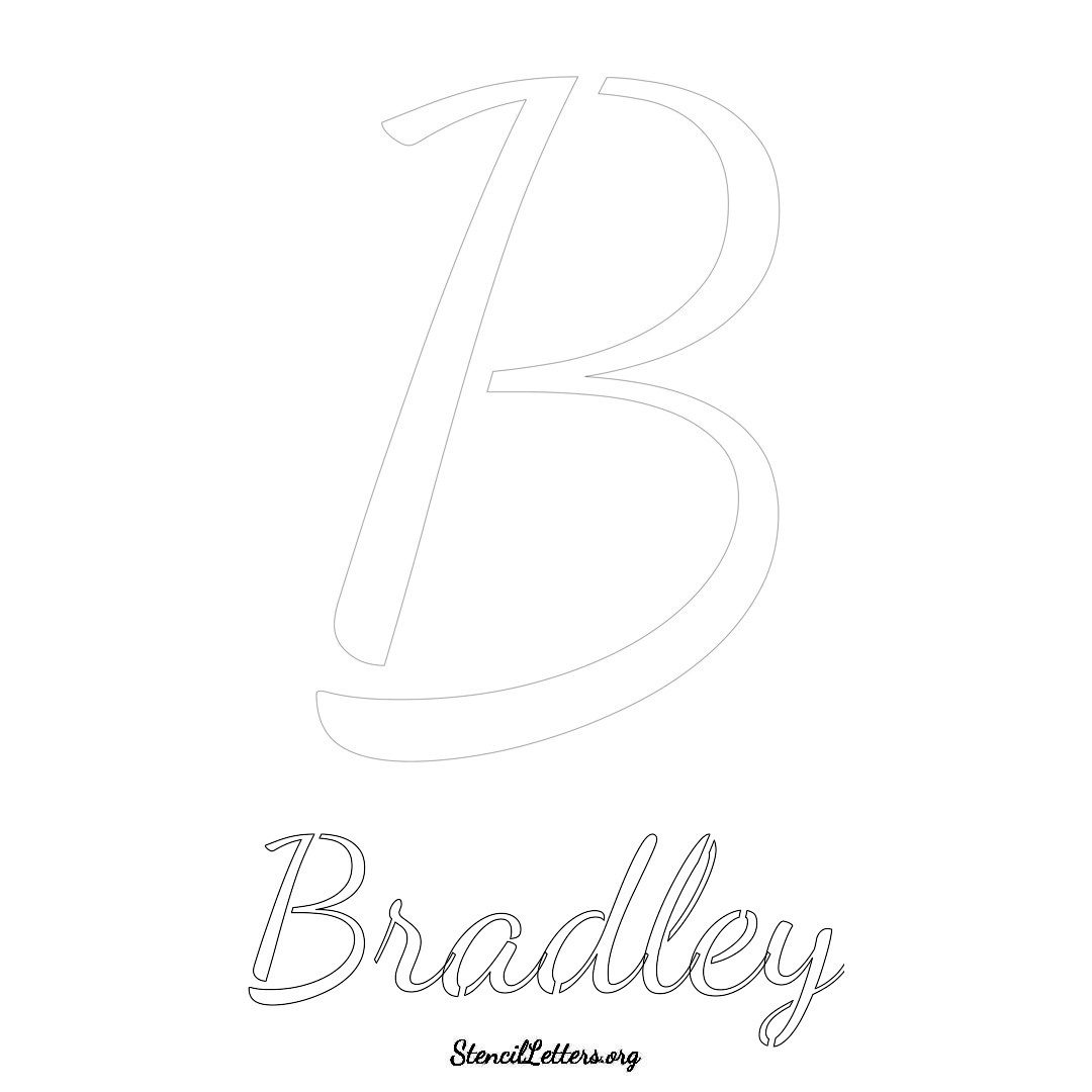 Bradley printable name initial stencil in Cursive Script Lettering