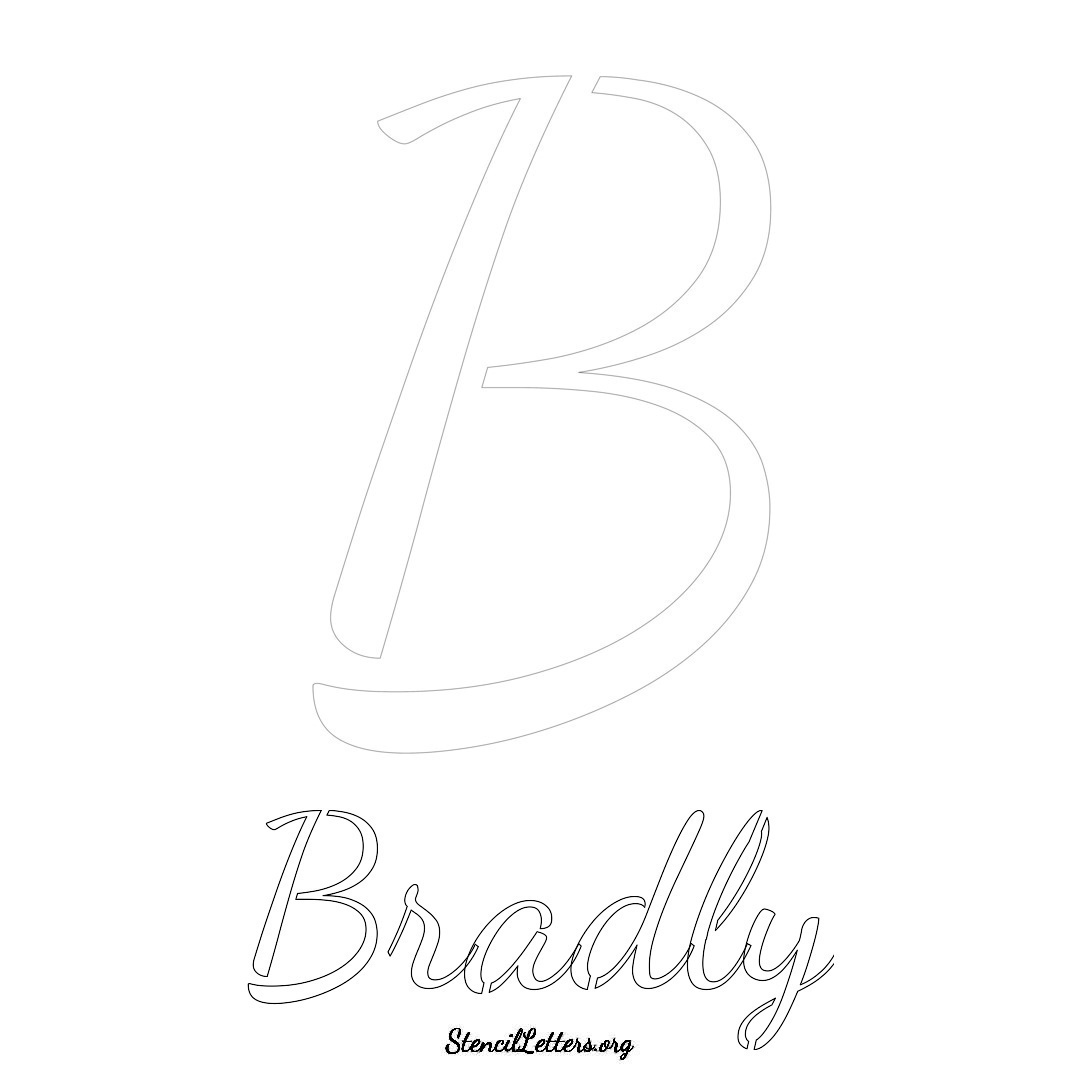 Bradly printable name initial stencil in Cursive Script Lettering