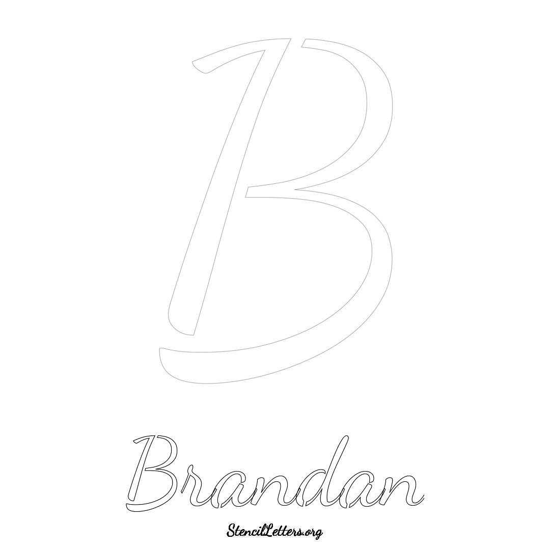 Brandan printable name initial stencil in Cursive Script Lettering