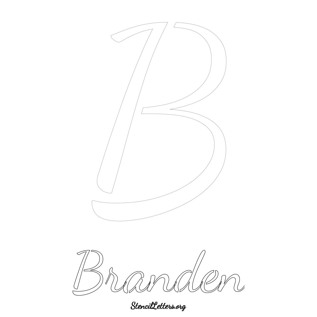 Branden printable name initial stencil in Cursive Script Lettering