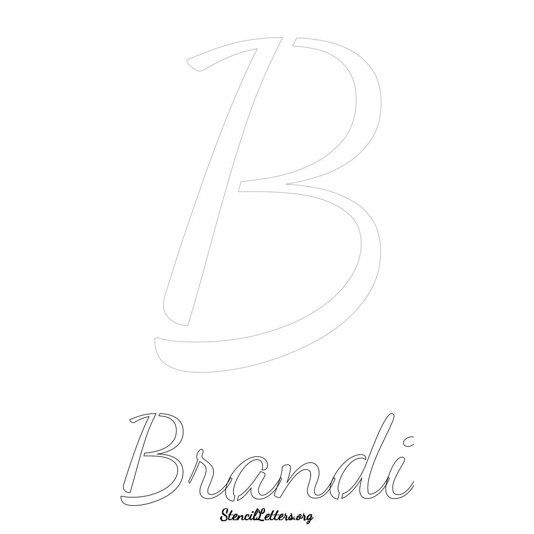 Brandi printable name initial stencil in Cursive Script Lettering