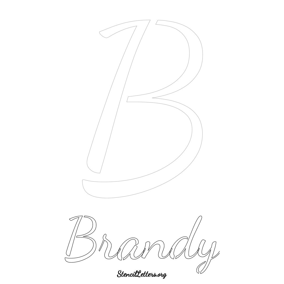 Brandy printable name initial stencil in Cursive Script Lettering