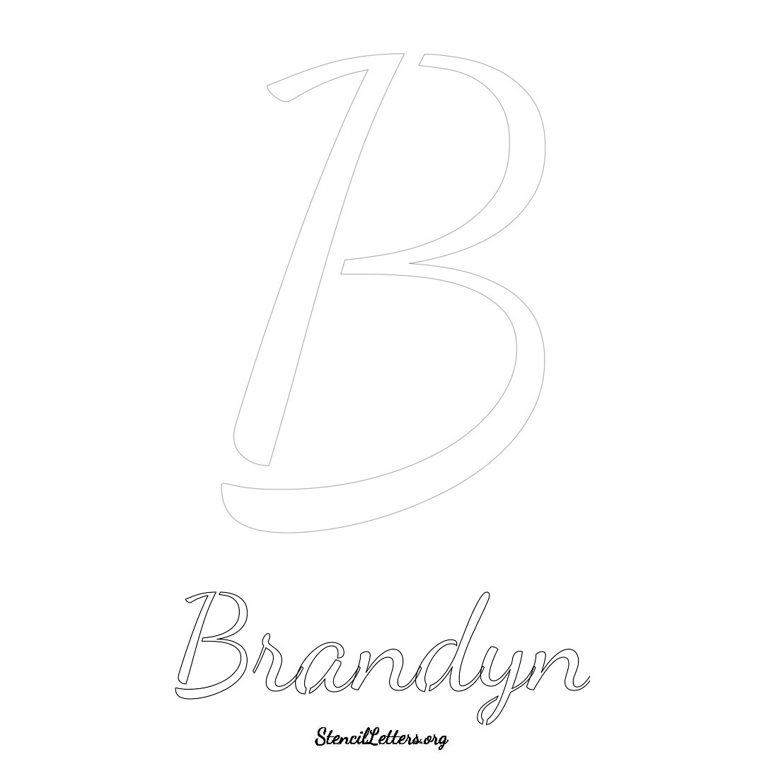 Brandyn printable name initial stencil in Cursive Script Lettering
