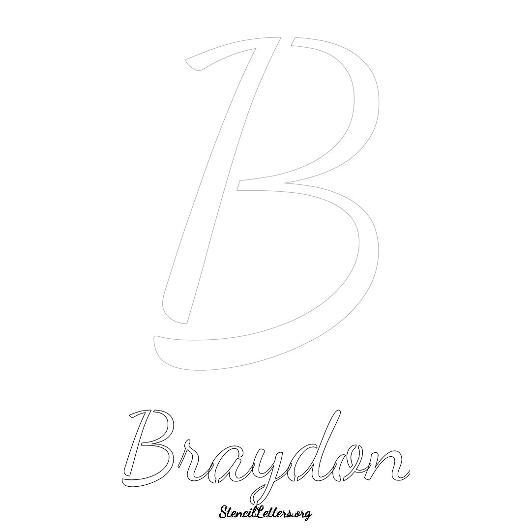 Braydon printable name initial stencil in Cursive Script Lettering