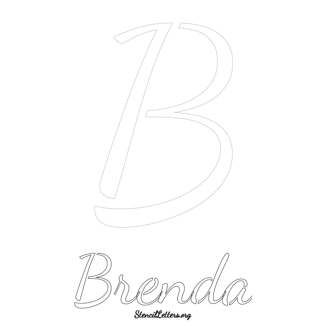 Brenda printable name initial stencil in Cursive Script Lettering
