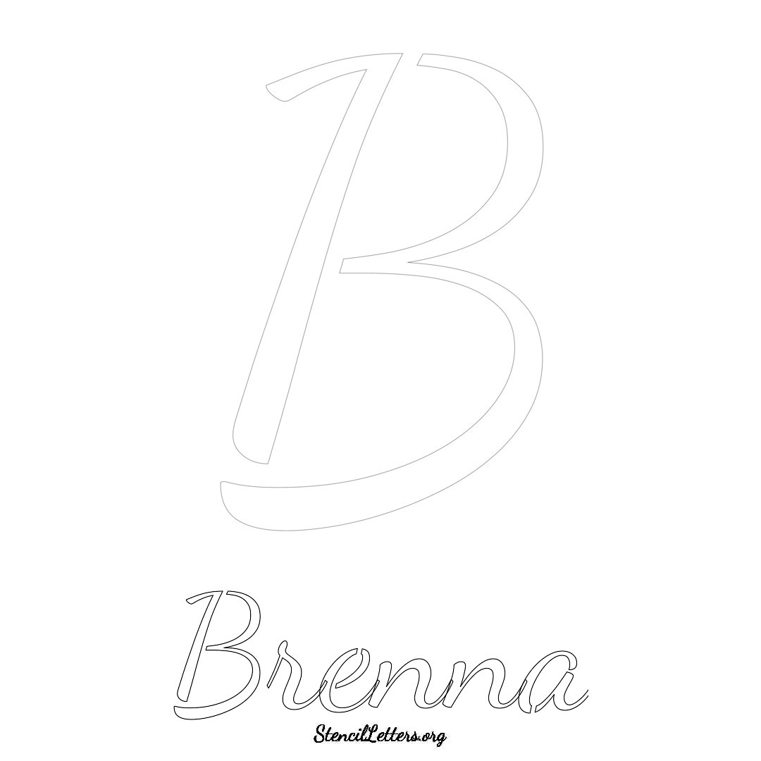 Brenna printable name initial stencil in Cursive Script Lettering