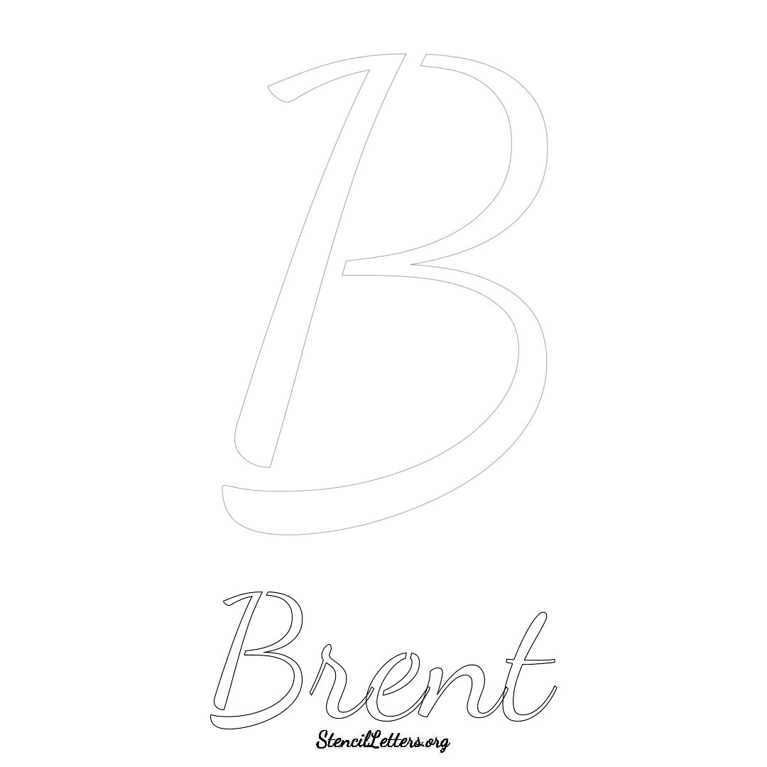 Brent printable name initial stencil in Cursive Script Lettering