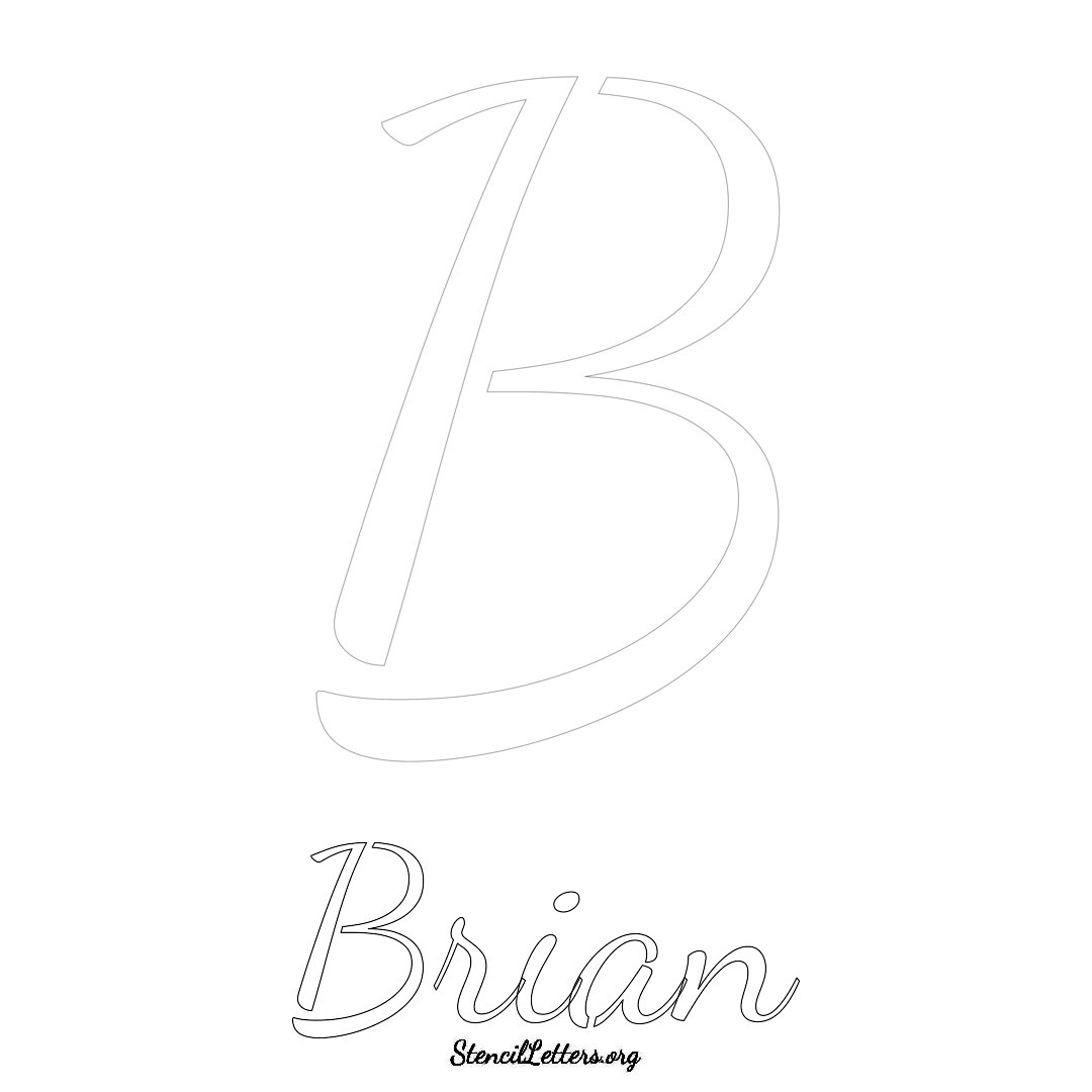 Brian printable name initial stencil in Cursive Script Lettering