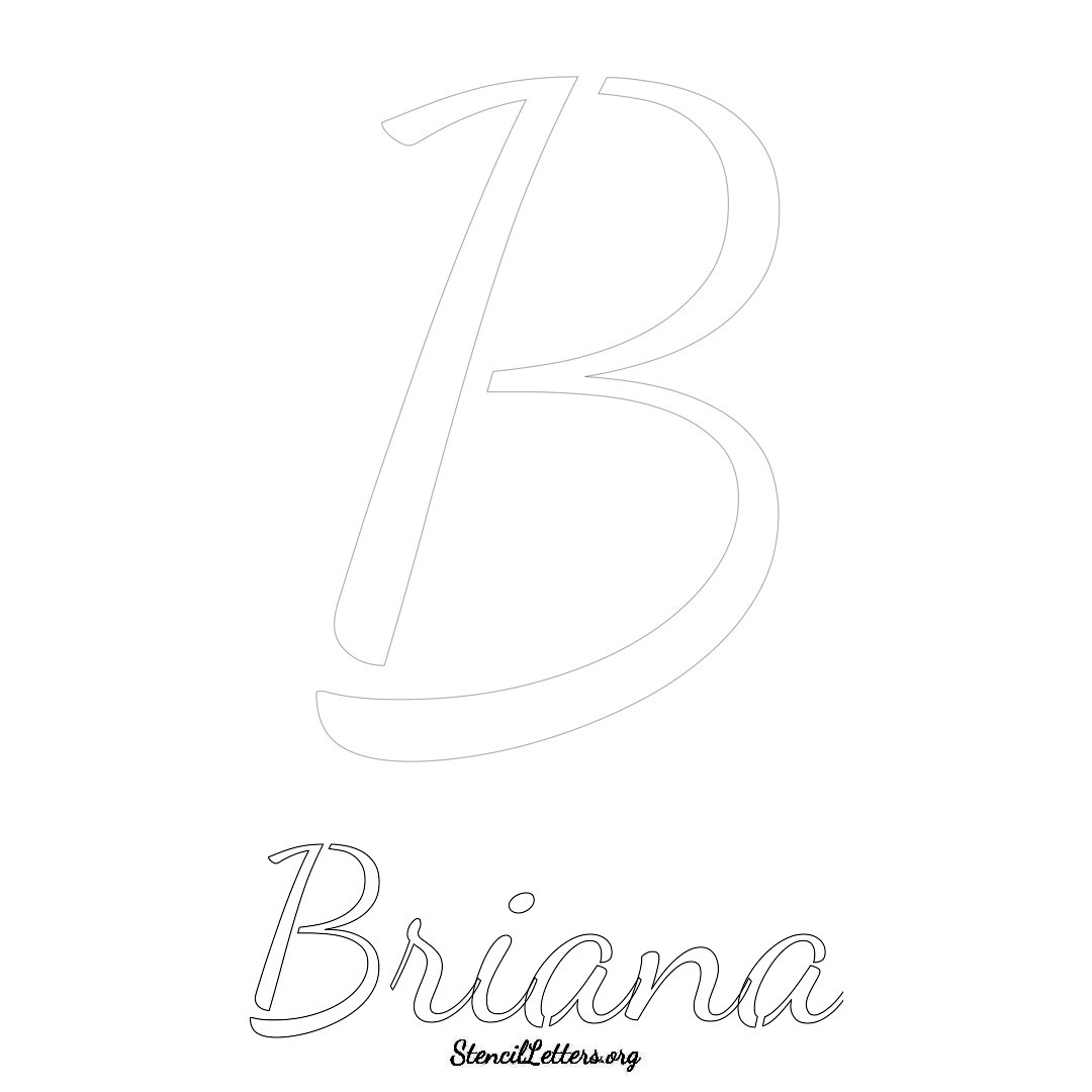 Briana printable name initial stencil in Cursive Script Lettering