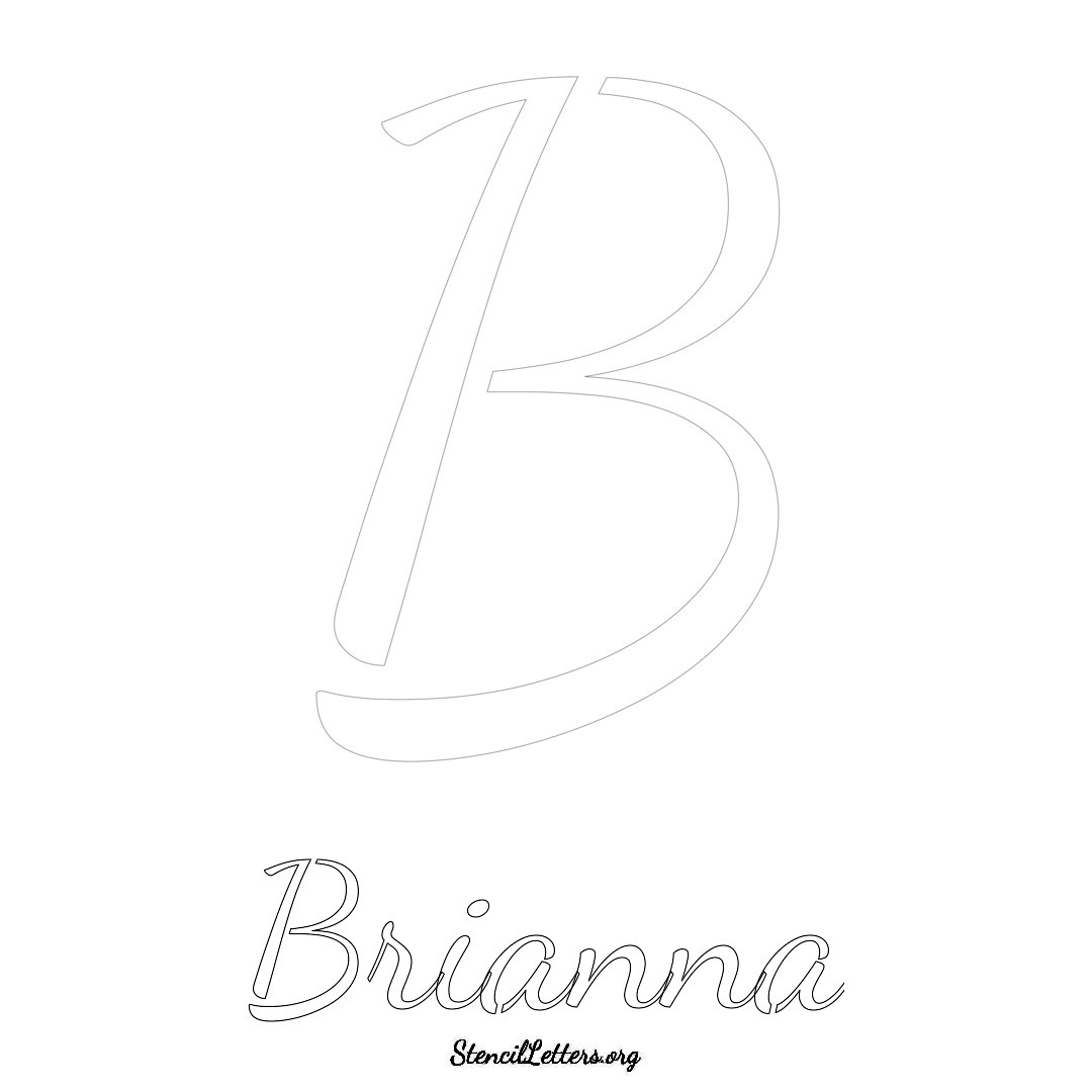 Brianna printable name initial stencil in Cursive Script Lettering