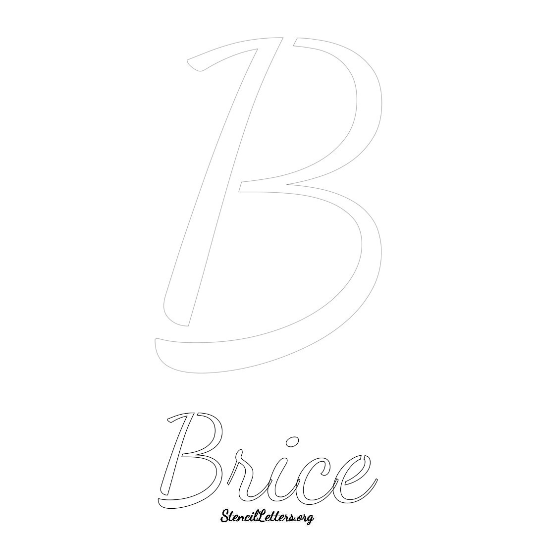 Brice printable name initial stencil in Cursive Script Lettering