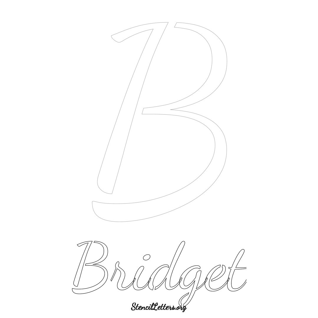 Bridget printable name initial stencil in Cursive Script Lettering