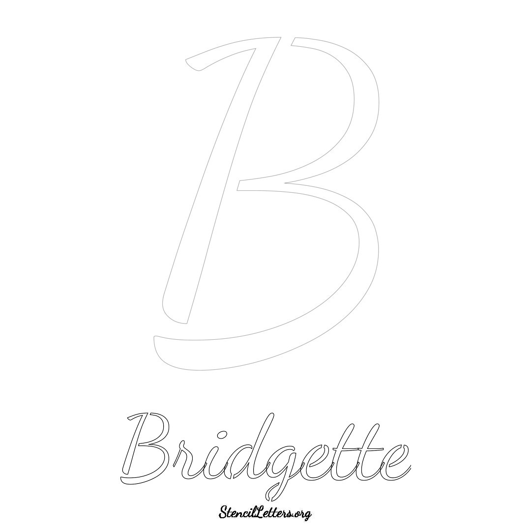 Bridgette printable name initial stencil in Cursive Script Lettering