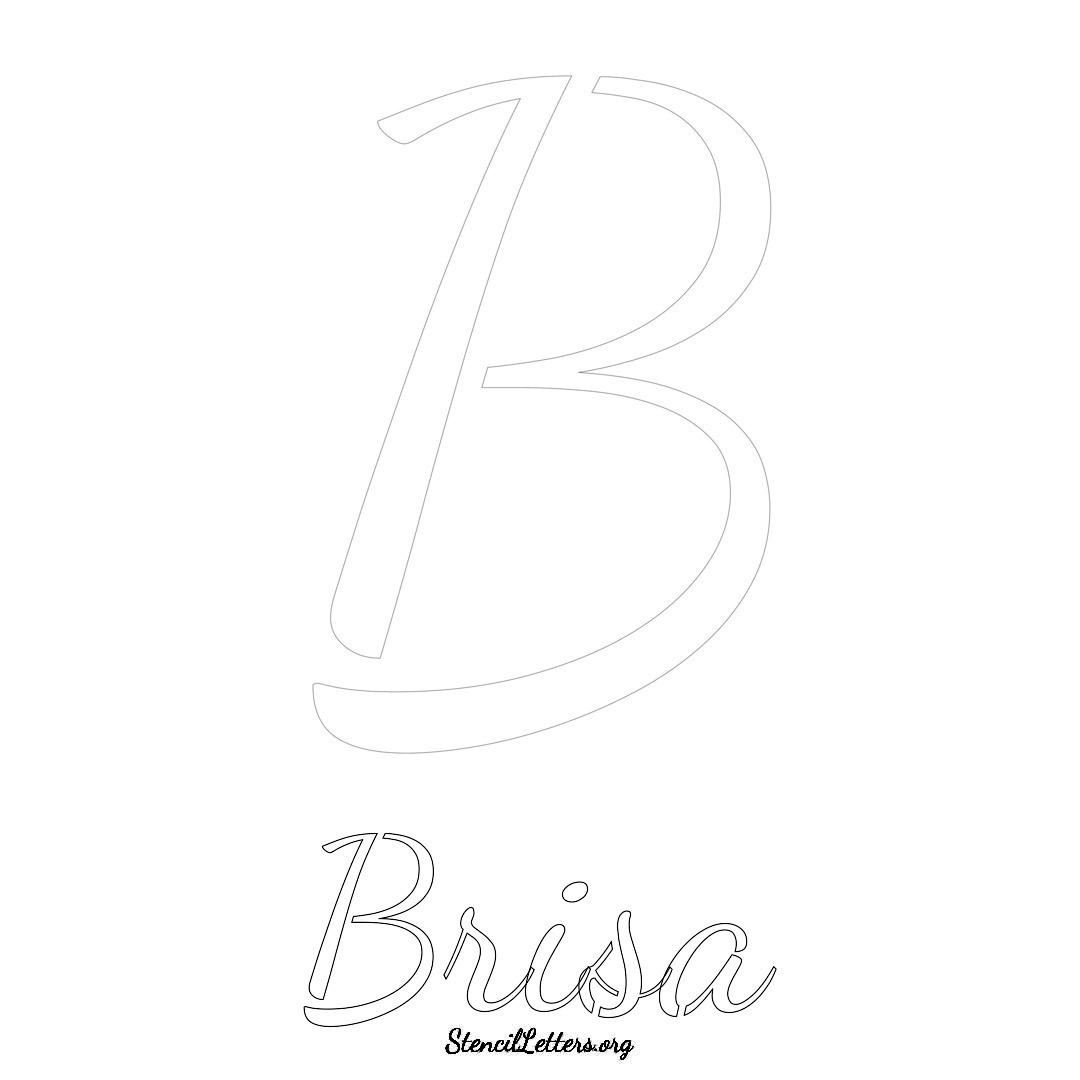 Brisa printable name initial stencil in Cursive Script Lettering