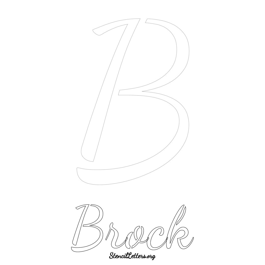 Brock printable name initial stencil in Cursive Script Lettering