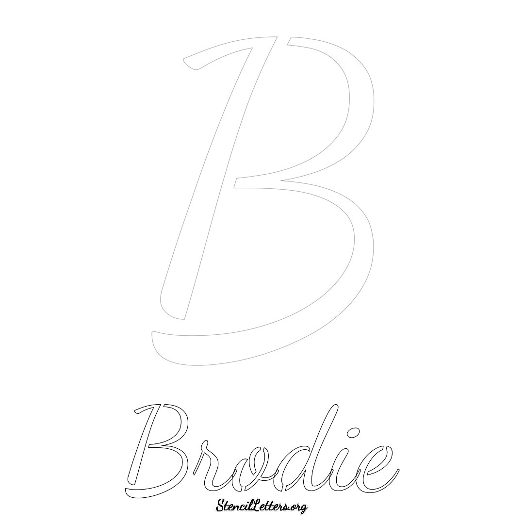 Brodie printable name initial stencil in Cursive Script Lettering