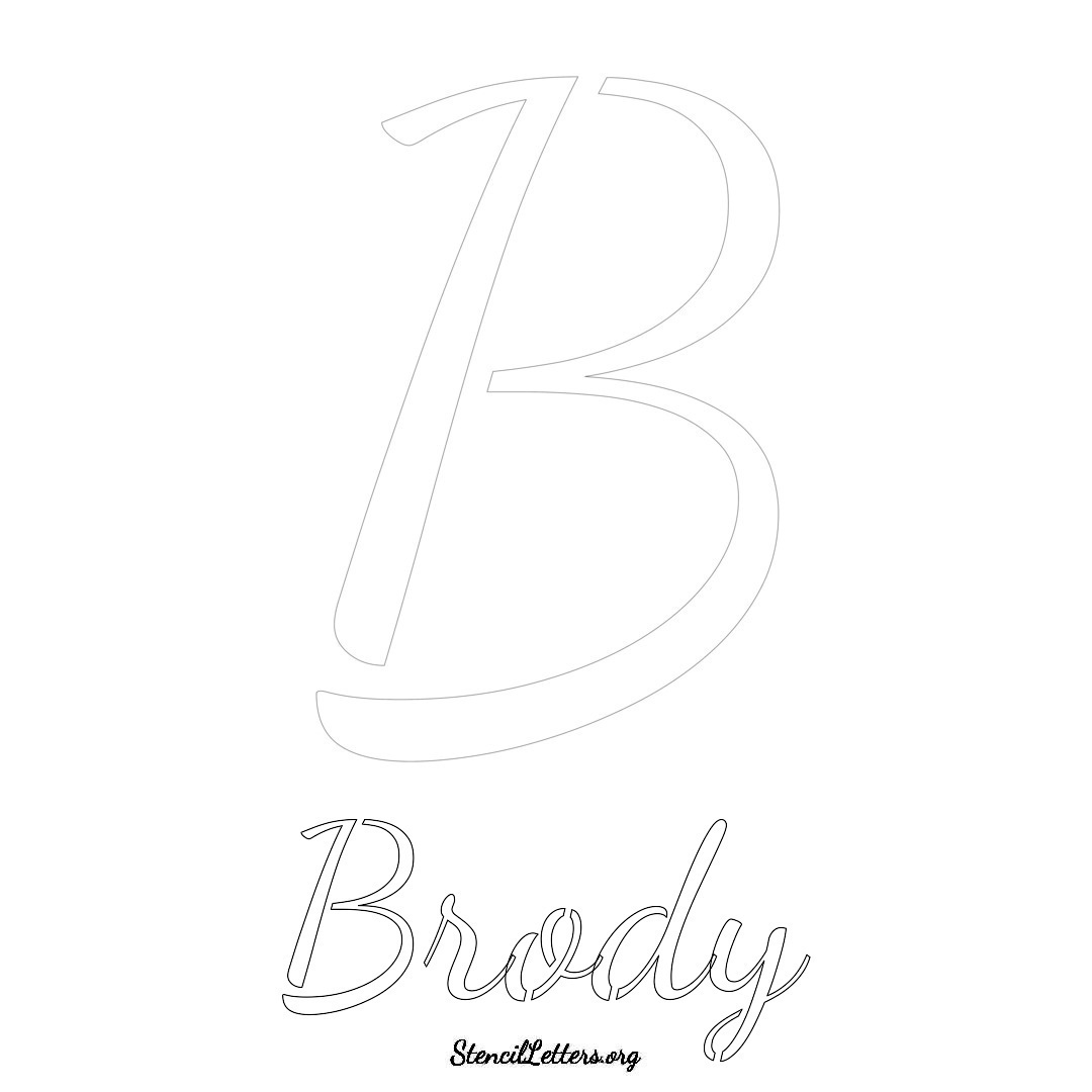 Brody printable name initial stencil in Cursive Script Lettering