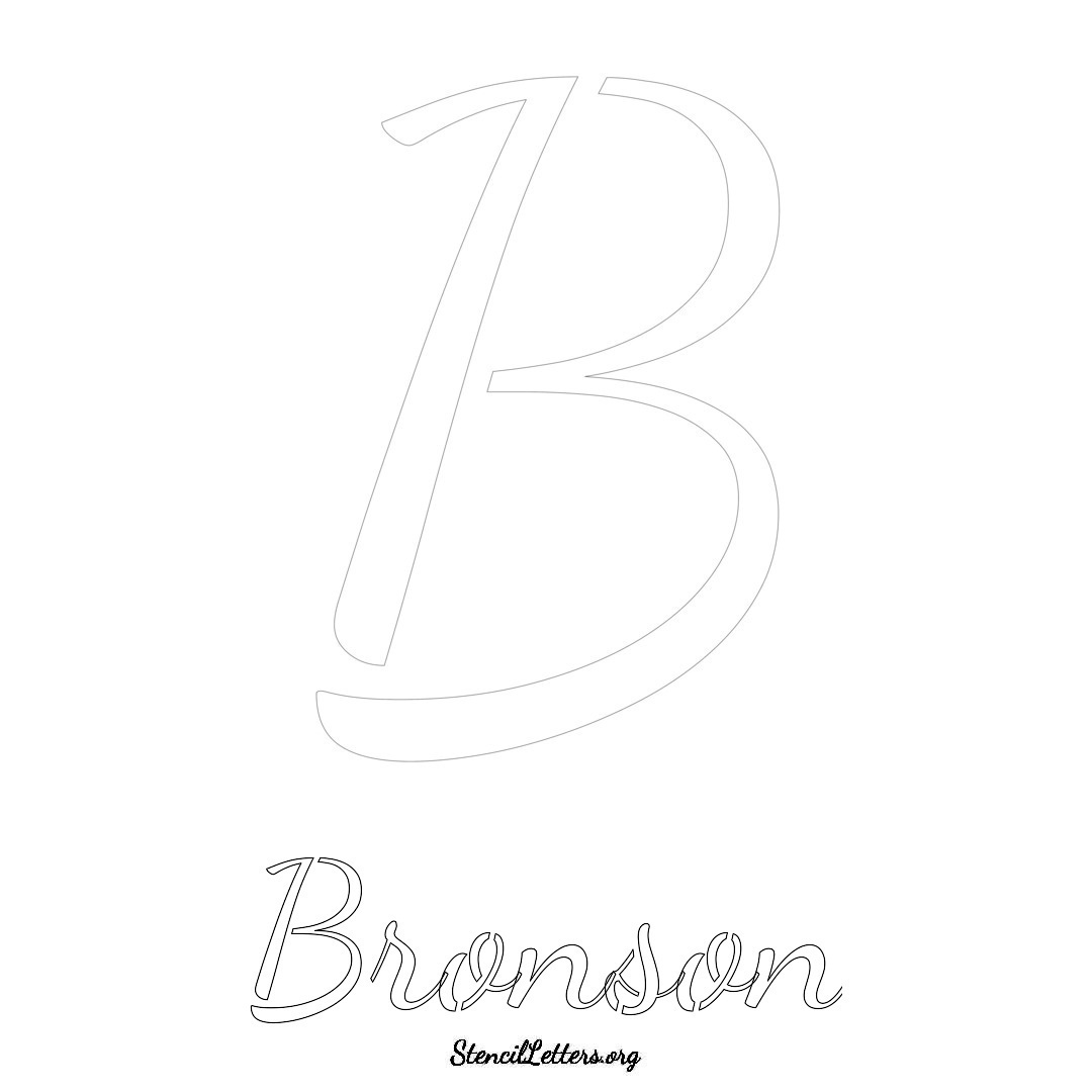 Bronson printable name initial stencil in Cursive Script Lettering