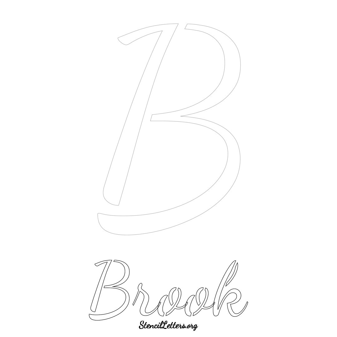 Brook printable name initial stencil in Cursive Script Lettering