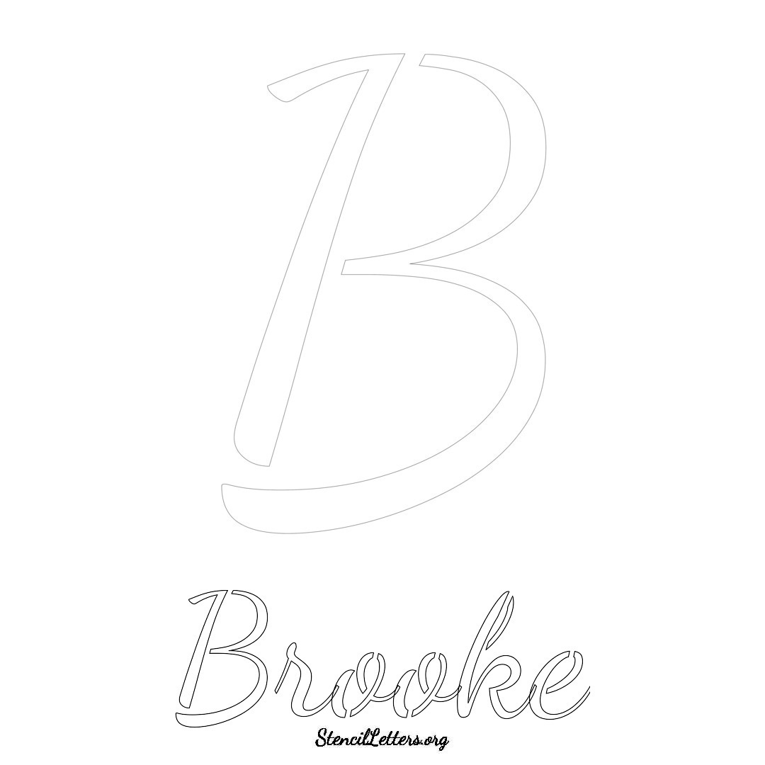 Brooke printable name initial stencil in Cursive Script Lettering