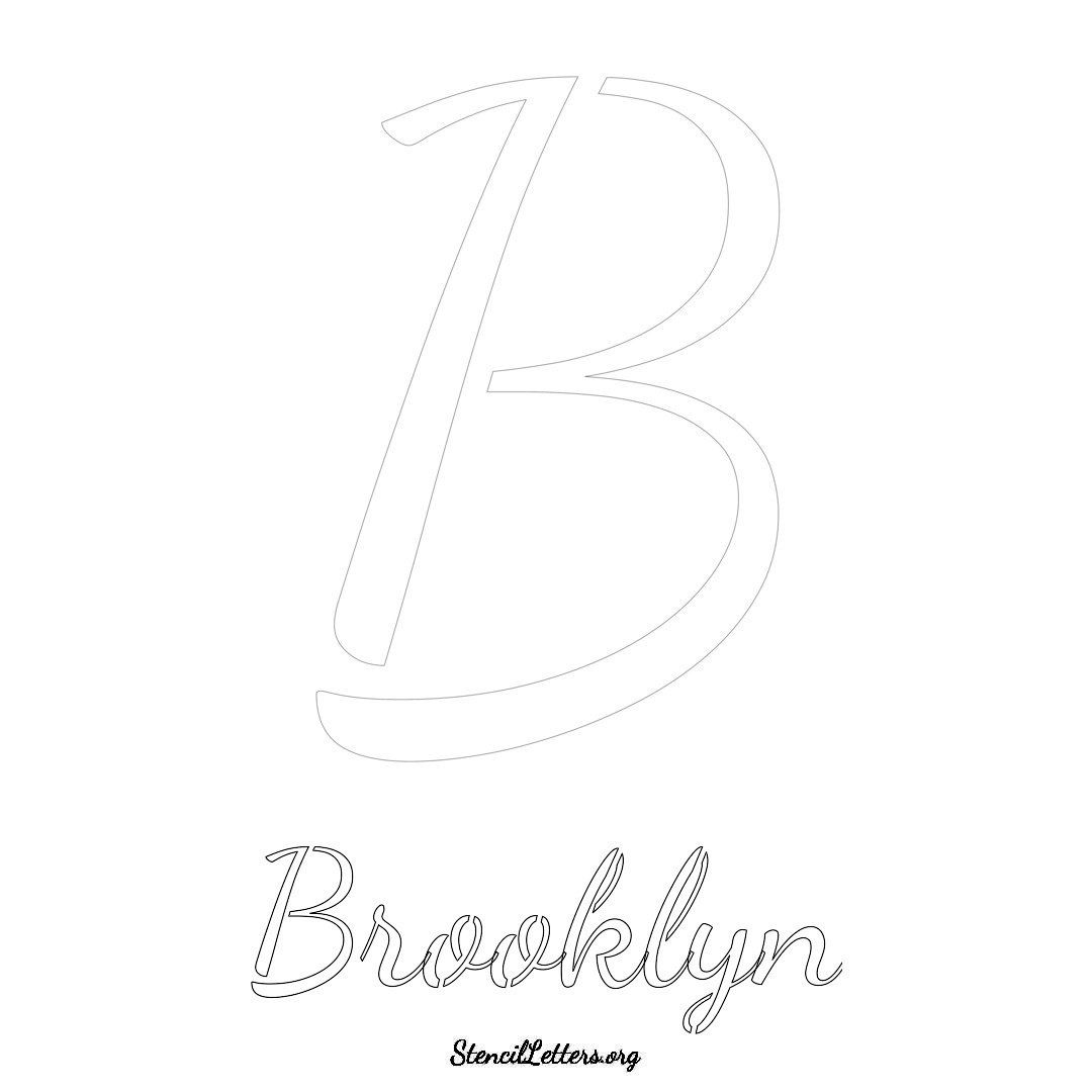 Brooklyn printable name initial stencil in Cursive Script Lettering