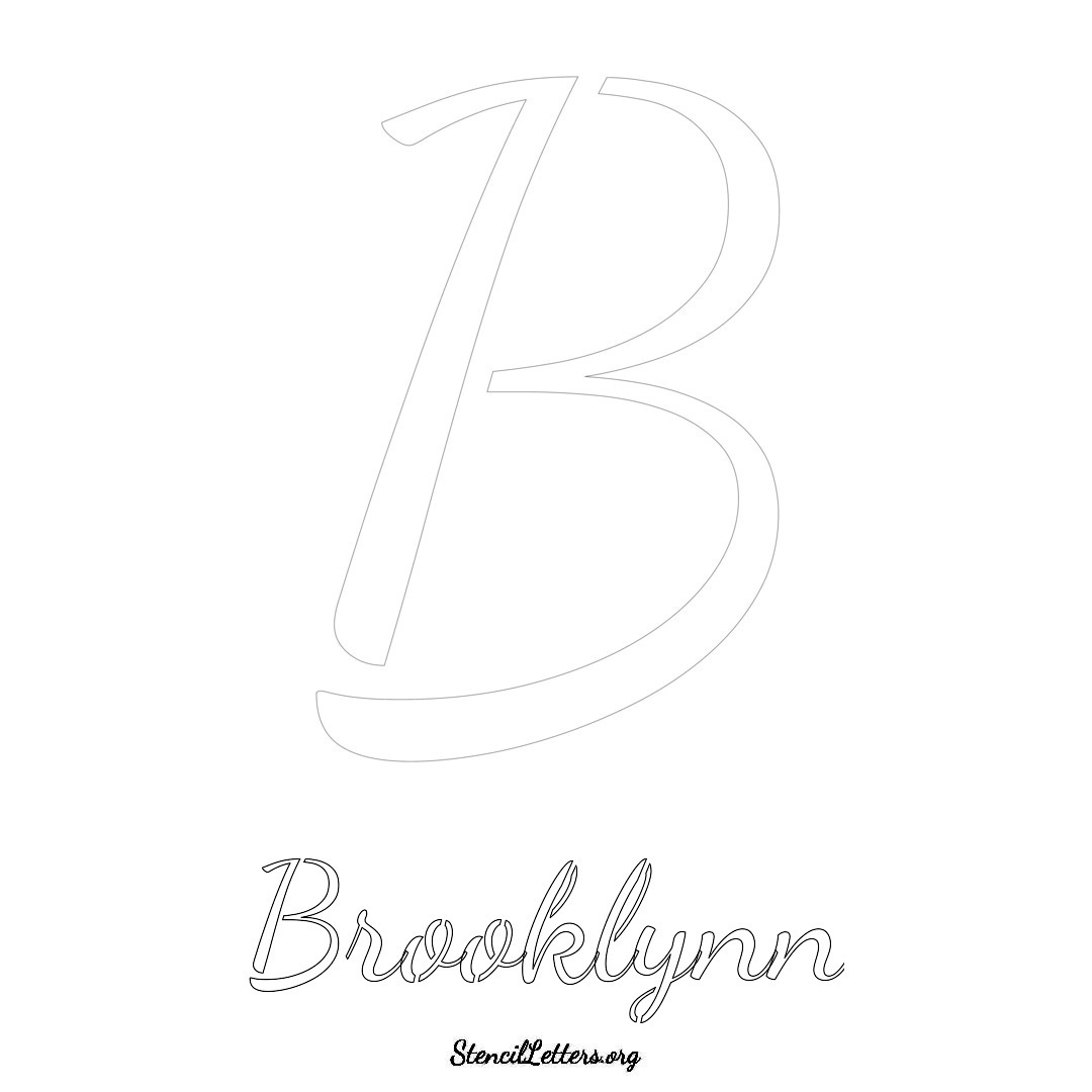 Brooklynn printable name initial stencil in Cursive Script Lettering