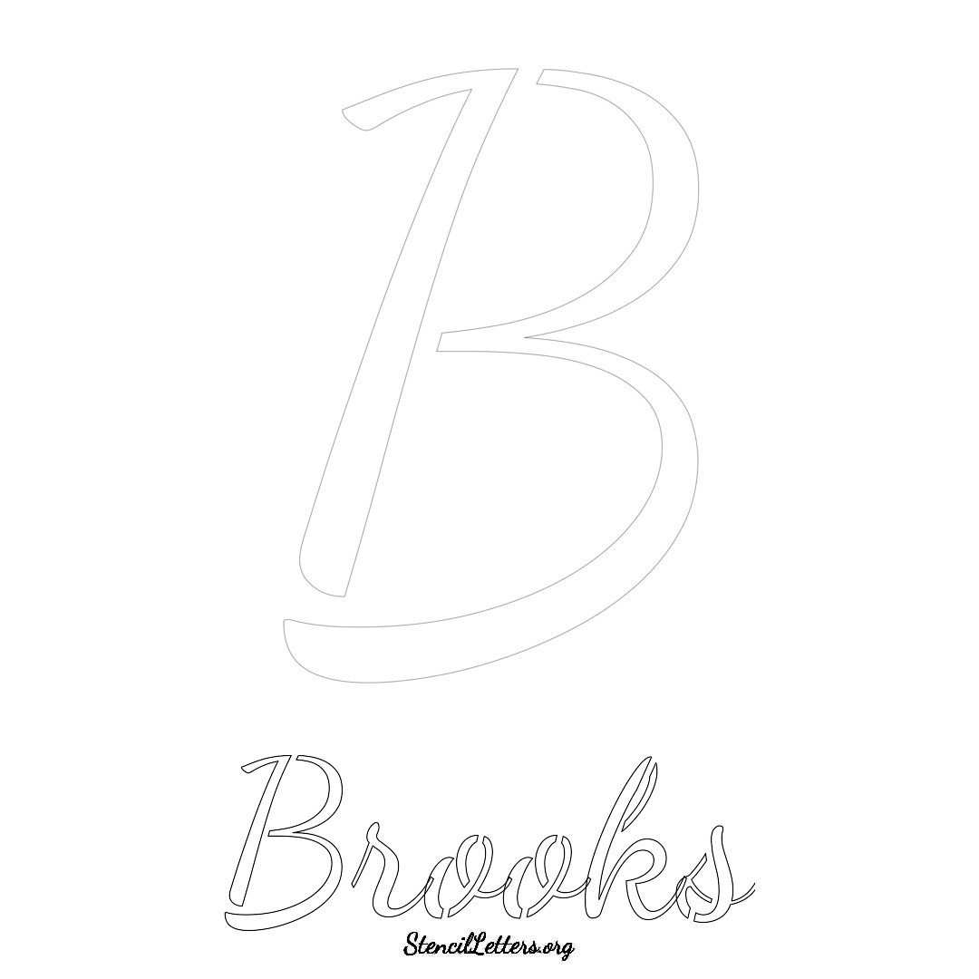 Brooks printable name initial stencil in Cursive Script Lettering