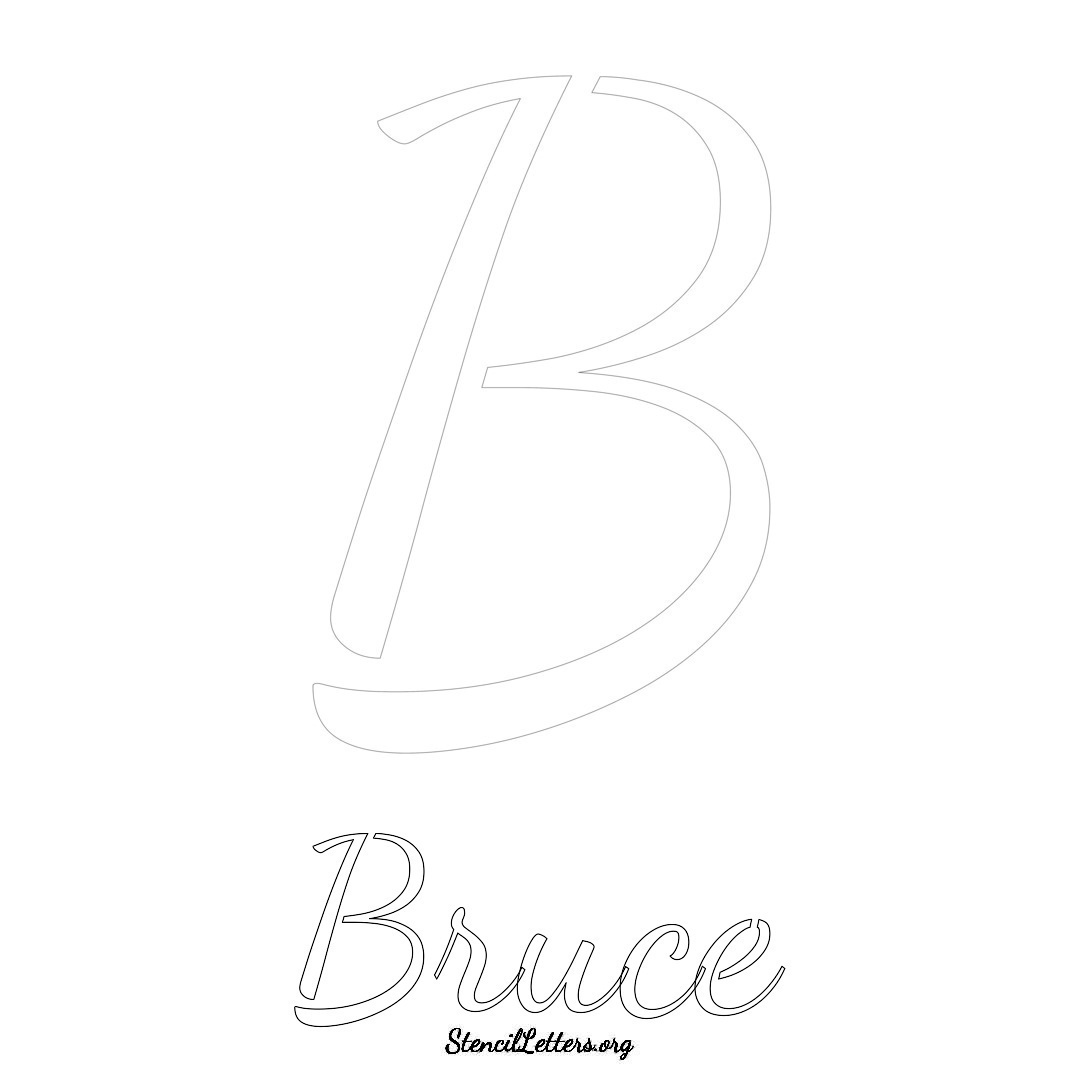 Bruce printable name initial stencil in Cursive Script Lettering