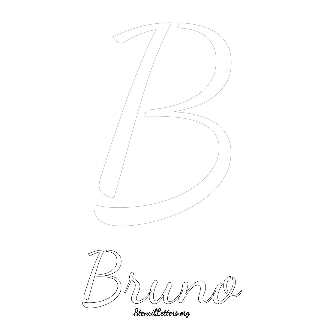 Bruno printable name initial stencil in Cursive Script Lettering