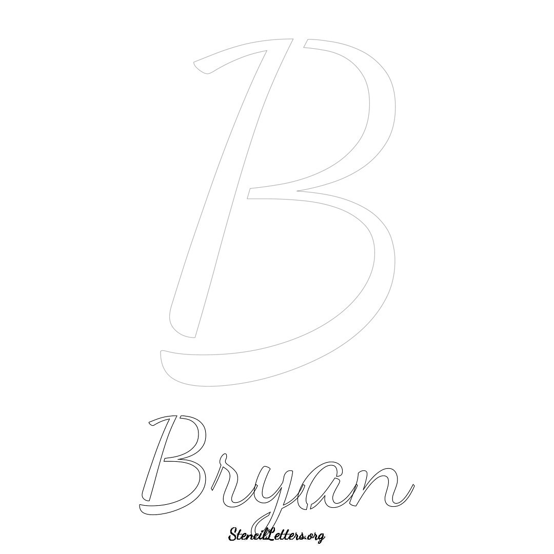 Bryan printable name initial stencil in Cursive Script Lettering