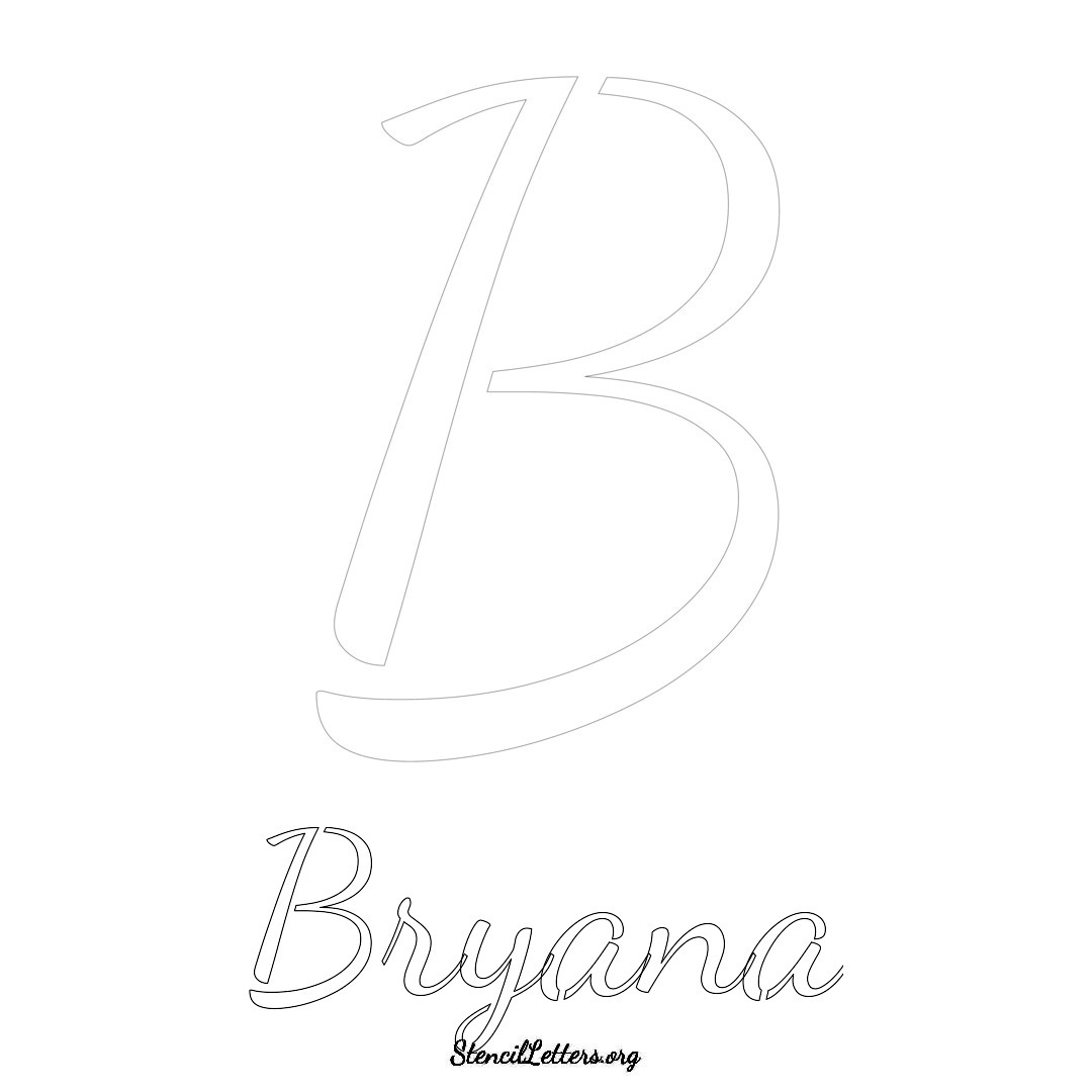 Bryana printable name initial stencil in Cursive Script Lettering