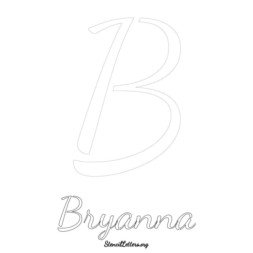 Bryanna printable name initial stencil in Cursive Script Lettering