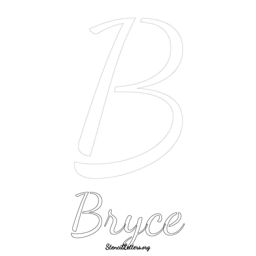 Bryce printable name initial stencil in Cursive Script Lettering
