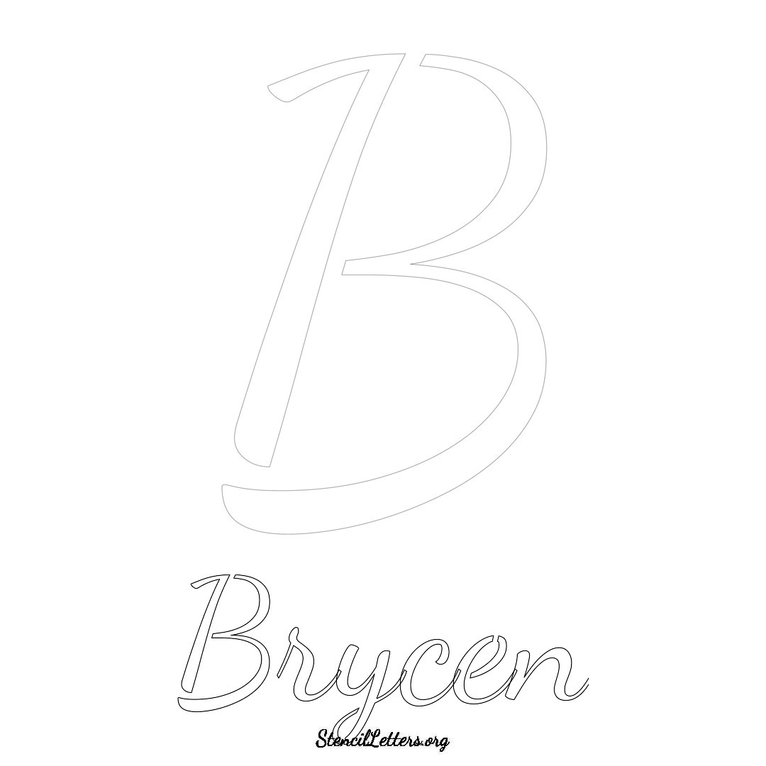 Brycen printable name initial stencil in Cursive Script Lettering