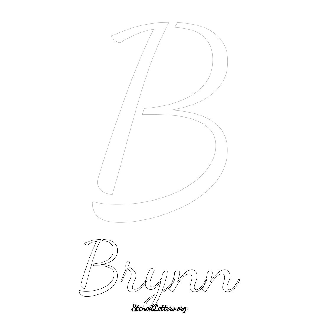 Brynn printable name initial stencil in Cursive Script Lettering