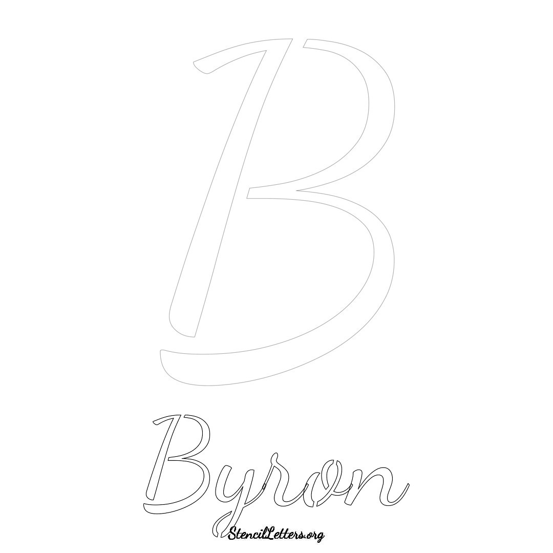 Byron printable name initial stencil in Cursive Script Lettering