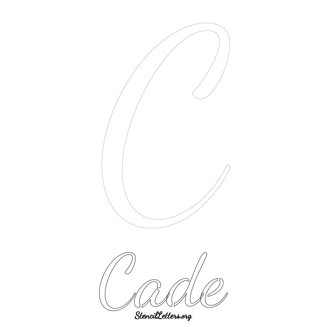 Cade printable name initial stencil in Cursive Script Lettering