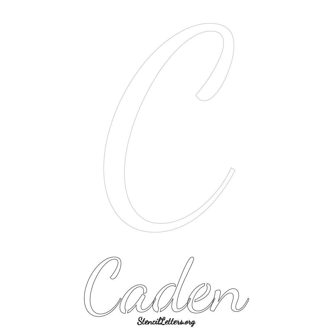 Caden printable name initial stencil in Cursive Script Lettering