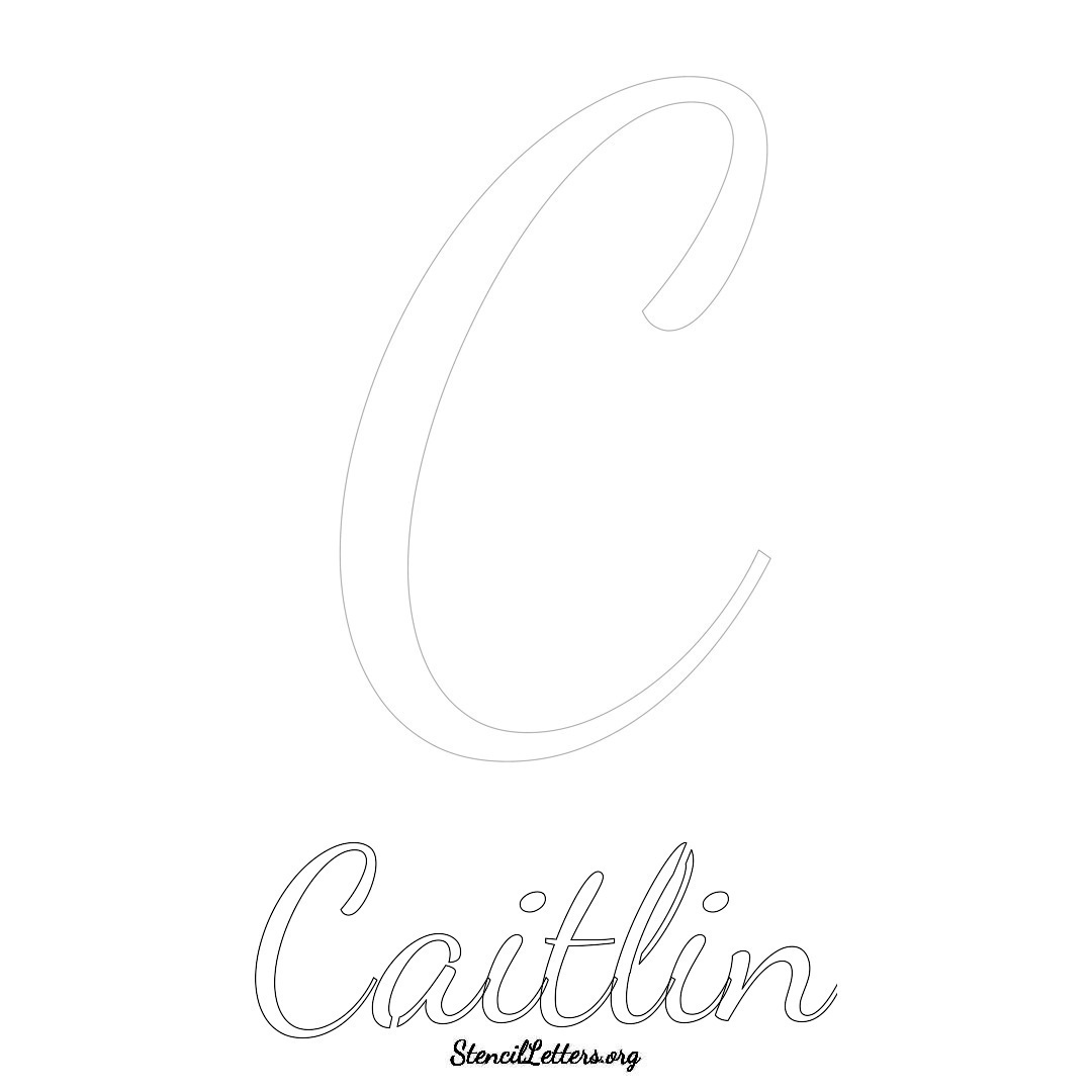 Caitlin printable name initial stencil in Cursive Script Lettering