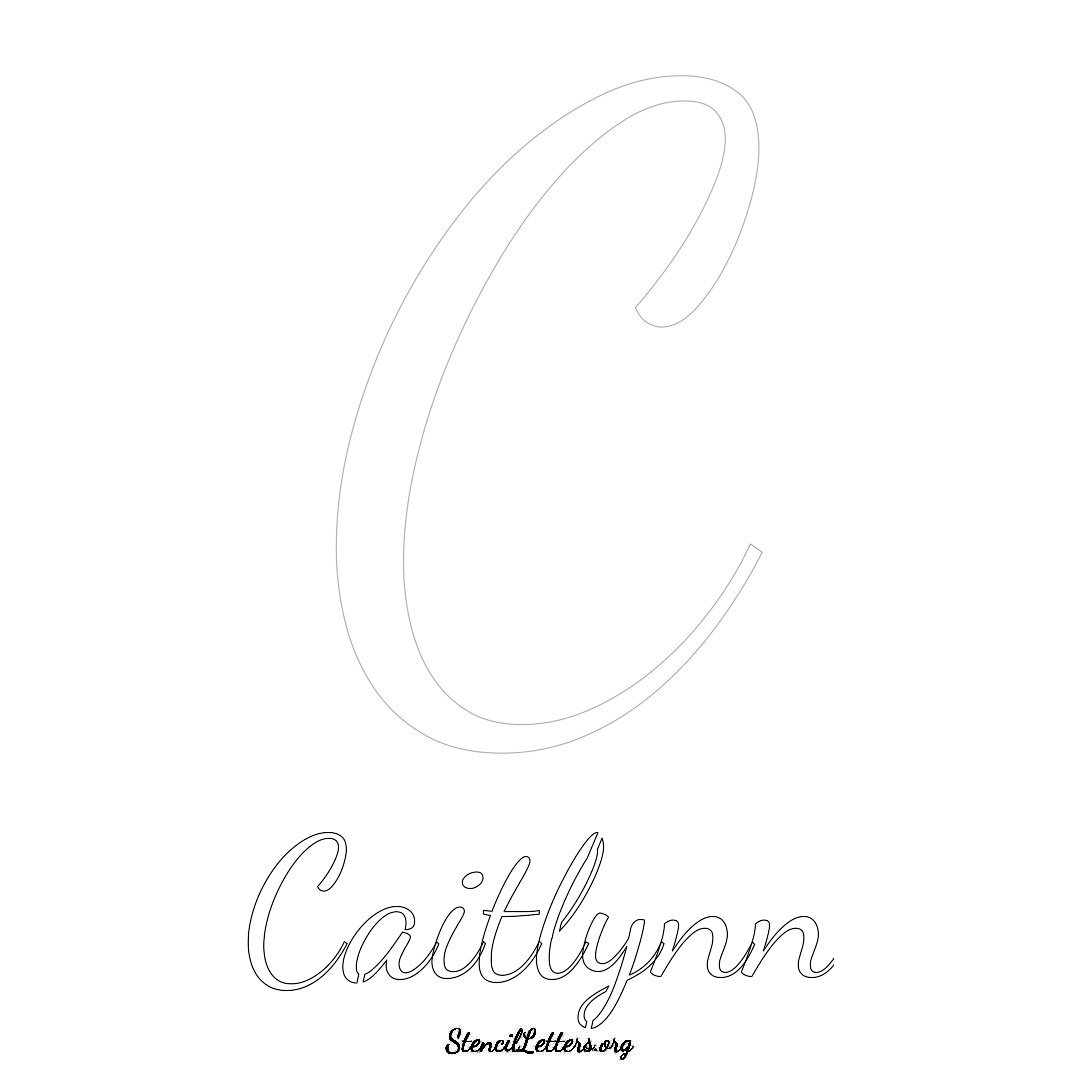 Caitlynn printable name initial stencil in Cursive Script Lettering