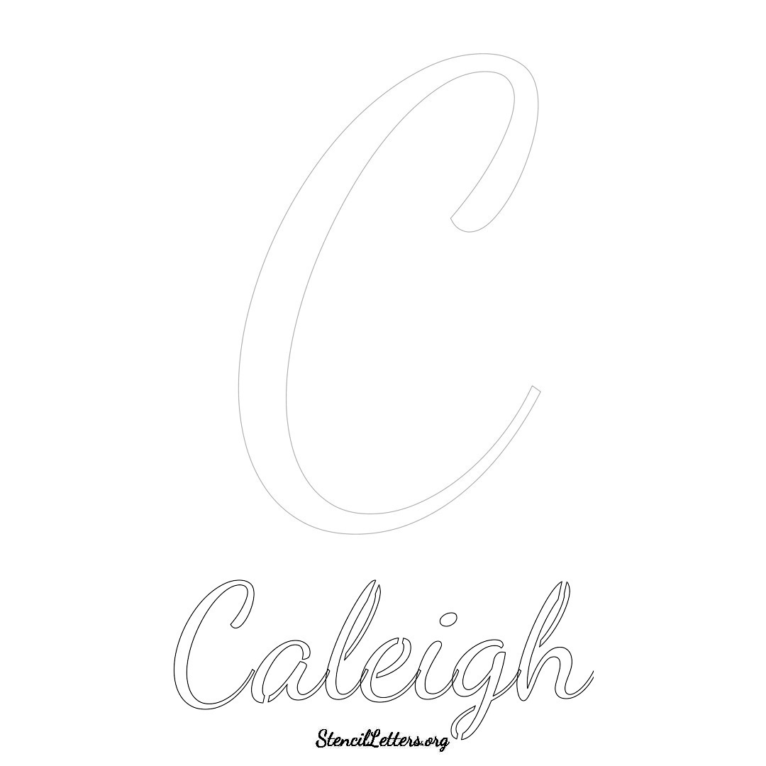 Caleigh printable name initial stencil in Cursive Script Lettering